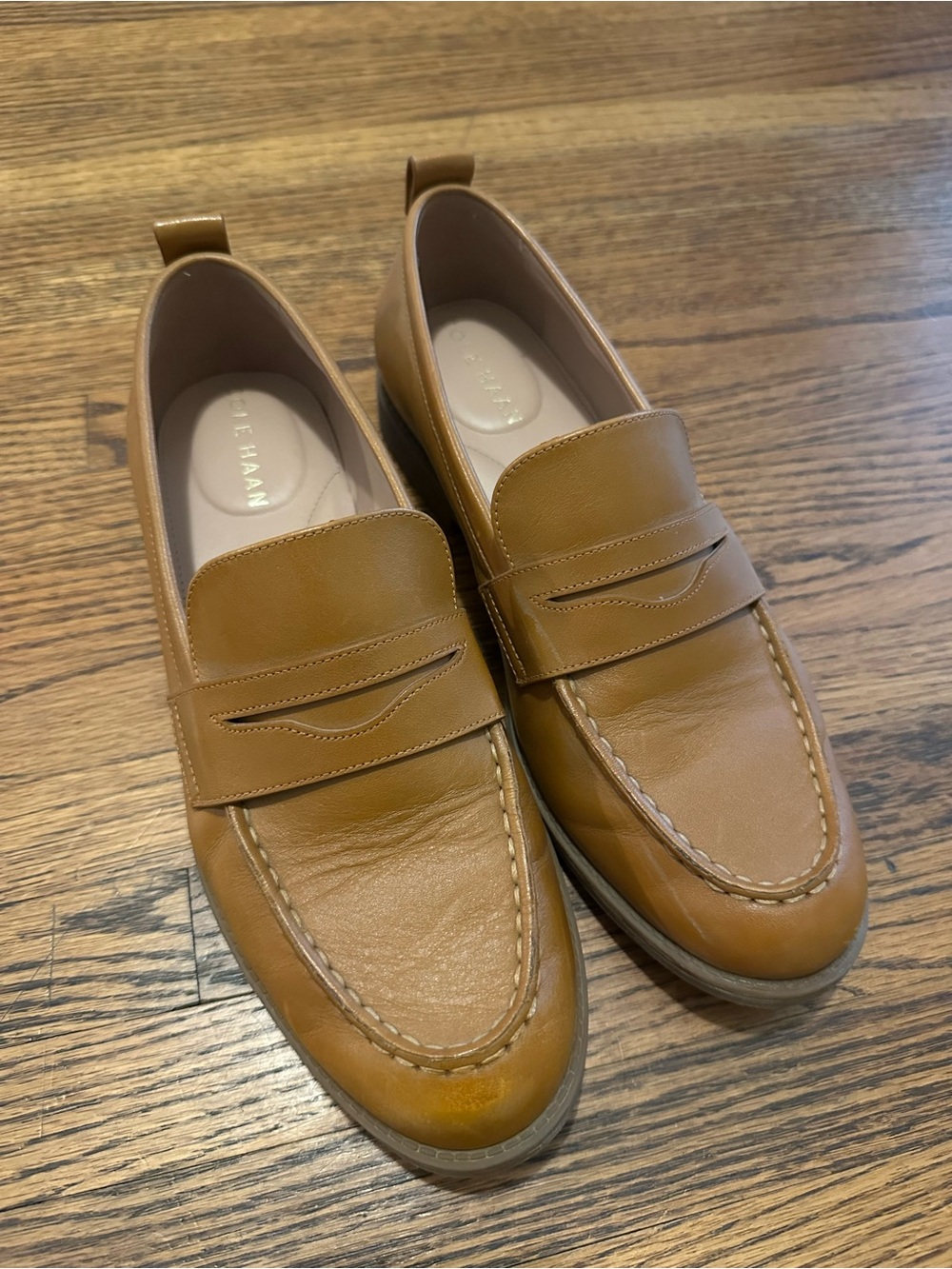 Cole Haan Women’s Tan Leather Penny Loafers